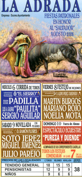 Cartel de Toros de las fiestas de El Salvador 2008