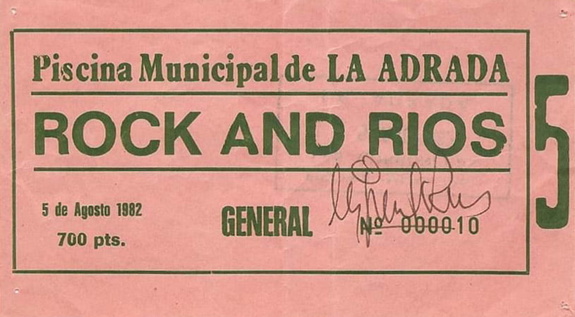 Entrada para el Rock and Ríos celebrado en La Adrada en 1982